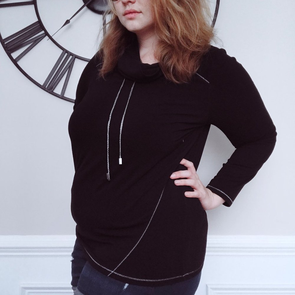 Black Rafaella Sport Cowl Neck Sweatshirt